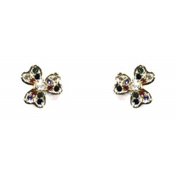 PENDIENTES PLATA CHAPADA DORADO FORMA DE ESTRELLA CON PIEDRAS MULTICOLOR PRESION