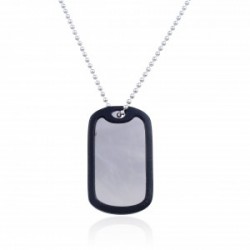CADENA ACERO 55 CENTIMETROS Y CHAPA MILITAR ACERO 32X53 MILIMETROS CON FUNDA DE CAUCHO