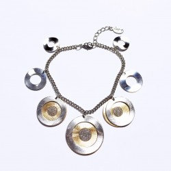 PULSERA JLO RODIO CON 7 COLGANTES REDONDOS BICOLOR AJUSTABLE 20 3 CENTIMETROS