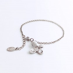 PULSERA JLO RODIO CON COLGANTE MARIPOSA CON CIRCONITAS LARGO 18 3 CENTIMETROS