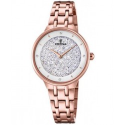 RELOJ FESTINA MUJER ANALÓGICO ACERO CHAPADO COBRE ESFERA BLANCA CON CRISTALES DE SWAROVSKI CAJA 30.5 MILÍMETROS