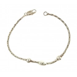 PULSERA PLATA COLA DE RATÓN BOLAS LARGO 18.5 CM