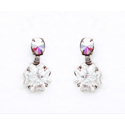 PENDIENTES ARAGON CARMONA CRISTALES DE SWAROVSKI BLANCO MULTICOLOR Y TREBOL BLANCO LARGO 27 MILIMETROS CIERRE PRESION PLATA DE L