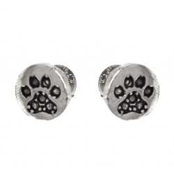 PENDIENTES PLATA REDONDOS HUELLA TUERCA PRESIÓN ALTO 6 MM
