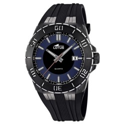Reloj Lotus correa de caucho negra esfera negra calendario