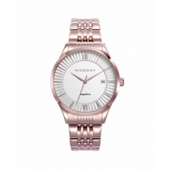 Reloj Viceroy Mujer cadena de acero chapado ip rosa esfera blanca dentada 36 milimetros
