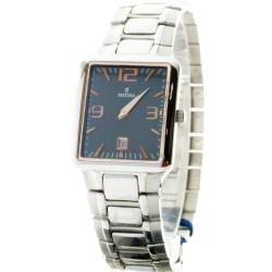 Reloj Lotus Mujer cadena acero esfera negra caja cuadrada (1)