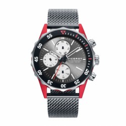 RELOJ VICEROY HEAT MULTIFUNCIÓN HOMBRE CORREA MALLA MILANESA ACERO CAJA ALUMINIO IP ROJO DIÁMETRO 43 mm BISEL DENTADO CON NÚMERO
