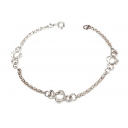 PULSERA PLATA CADENA CORDÓN TRES FORMAS ENTRELAZADAS LARGO 18.5 CM
